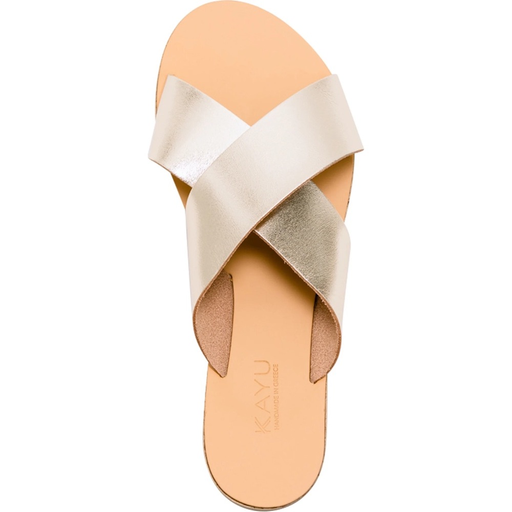 NEW KAYU Women's Paros Sandals Gold Metallic Leather Size 38